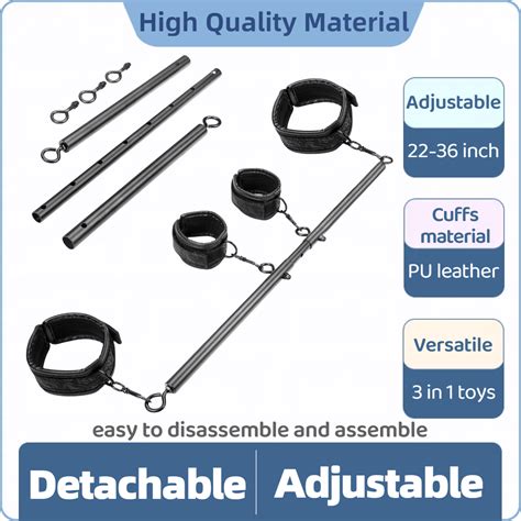 BDSM Bondage Spreader Bar Sex Restraints Handcuffs Ankle Cuffs Adults ...