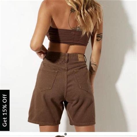motel rocks low waisted brown shorts gives emma... - Depop