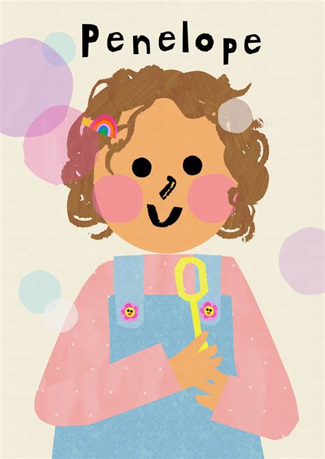Bubbles Girl Portrait Print- click to customise! - Kay Vincent Illustration