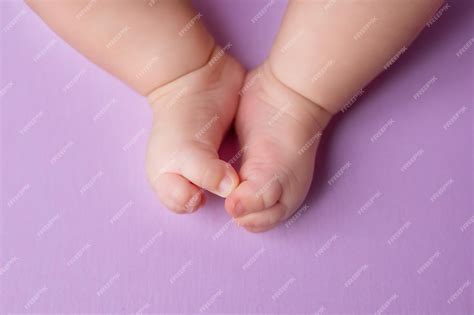 Premium Photo | Legs of a newborn baby baby's feet baby feet on purple ...