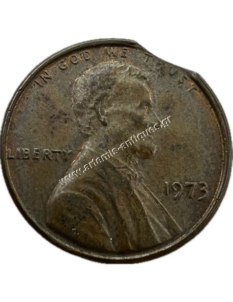 1 Cent 1973 Lincoln Memorial Cent Clipped Planchet