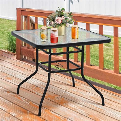 Amazon.com: Outdoor Dining Table 31.6 Square Bistro Table with Umbrella ...