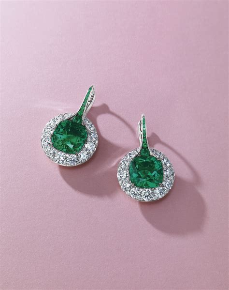 AN EXQUISITE FORMS EMERALD AND DIAMOND EARRINGS | Christie's | Diamond ...
