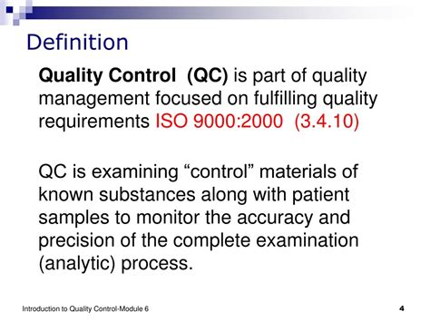 Introduction To Quality Control