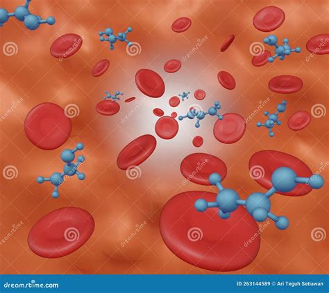 Ethanol Molecules in the Blood Vessel with Red Blood Cells Stock ...