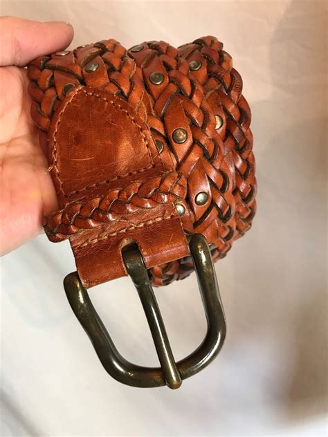 90's Braided Leather Belt~ DKNY Boho Hipster Stylish Women's Brown ...
