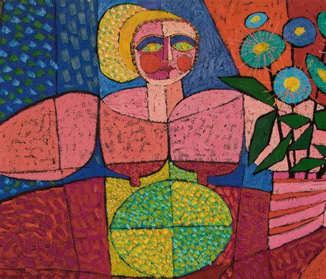 Edward Marecak - Goddess of Fertility, 1960s Semi Abstract, Nudes, Flowers, Red Blue Yellow ...
