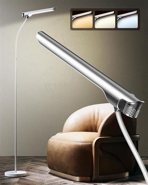 71" Modern Adjustable Brightness Touch Control Silver LED Floor Lamp ...