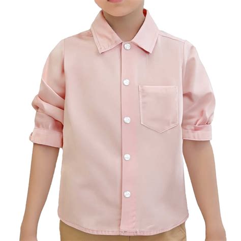 Boys' Button Down Shirts Pink Long Sleeve Shirt Dress Shirt Boys Formal ...