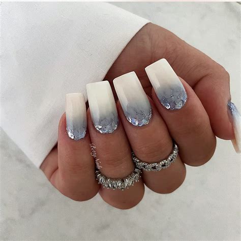 White And Silver Ombre Nails