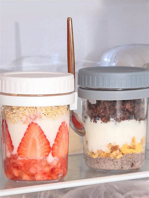 1pc Overnight Oats Containers With Lid And Spoon Mason Jars For Overnight Oats Easy Measure ...