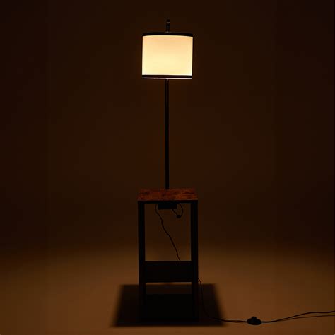 2-in-1 Modern Metal Floor Lamp with Side Table