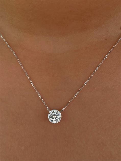 3 Ct Round Lab Created Diamond Necklace,14k Gold Lab Grown Diamond ...