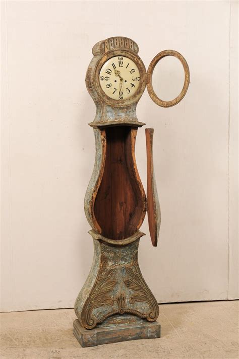 Exquisite 19th Century Swedish Wood Floor Clock with Wonderful Carved ...