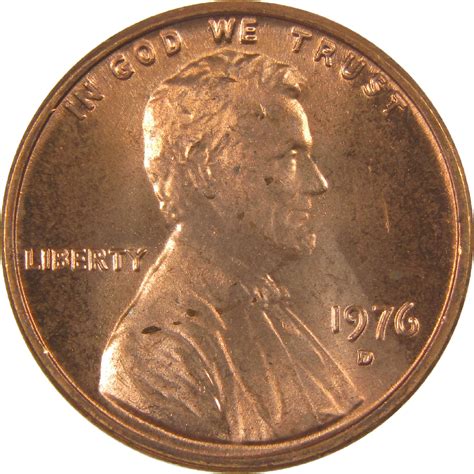 1976 D Lincoln Memorial Cent Uncirculated Penny 1c Coin