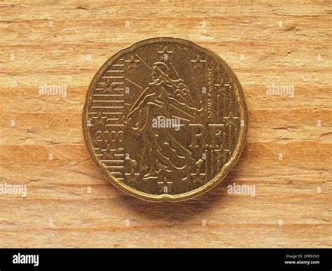 20 cents coin showing a sower, currency of France, EU Stock Photo - Alamy