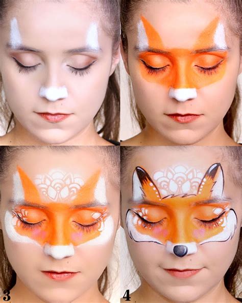 EASY Fox Step by Step Face Paint in 2025 | Face painting easy, Face painting halloween, Fox face ...
