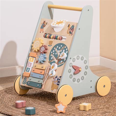 Amazon.com: ROBOTIME Wooden Baby Walker, Wooden Push Walker with Wheels ...