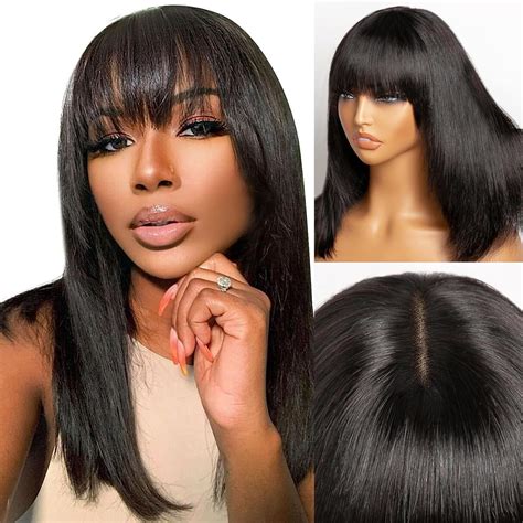 Amazon.com : Starmo Bob Wig Human Hair Wigs Glueless Wigs Straight Bob ...