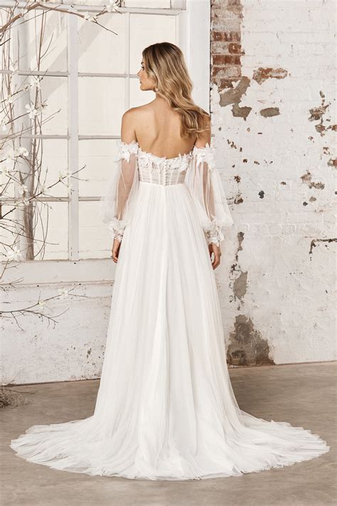44380: English Net A-Line Bridal Gown with 3D Florals | Sincerity Bridal