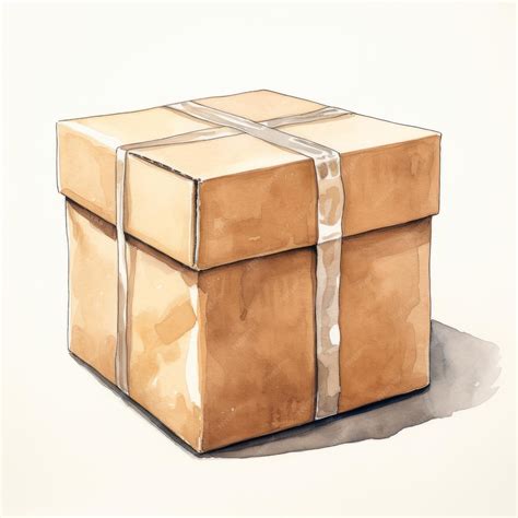 Premium Photo | Watercolor Sketch Of A Brown Package Box With Symbolic Props