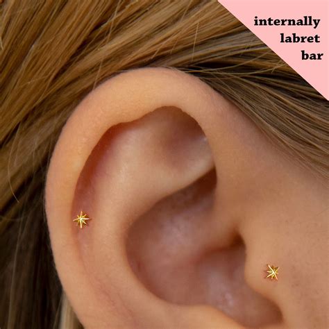 18G/16G Star Internally Threaded Labret • Tragus Stud • Conch Earrings ...