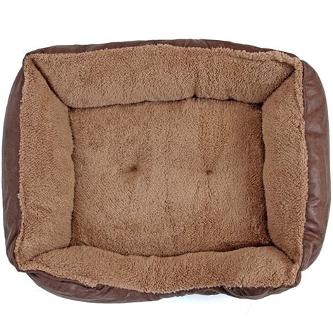Easipet Dog Pet Bed Small-XXLarge Faux Leather Fleece in Brown