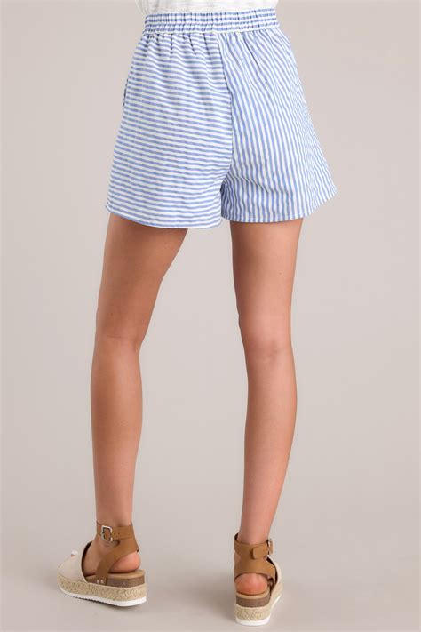 Breezy Blue Stripe Shorts - All Bottoms | Red Dress
