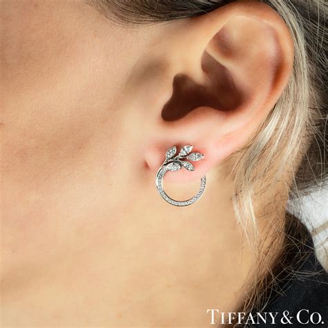 Tiffany & Co Platinum Victoria Diamond Vine Circle Earrings | Rich Diamonds