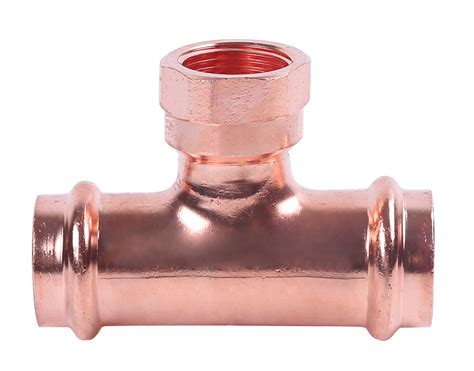 1/2" x 1/2" x 1/2" Wrot Copper Press x Female FIP Tee Reducer P x P x ...