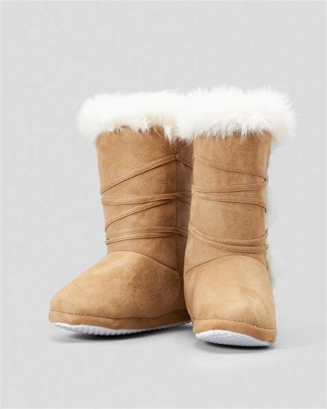 Shop Mooloola Elsa Slipper Boots In Camel/cream - Fast Shipping & Easy ...