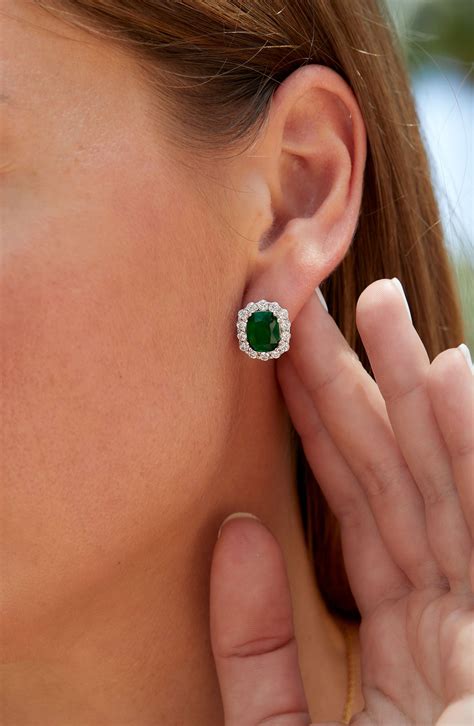 SAVVY CIE JEWELS Cushion Stud Earrings | Nordstrom | Emerald earrings ...