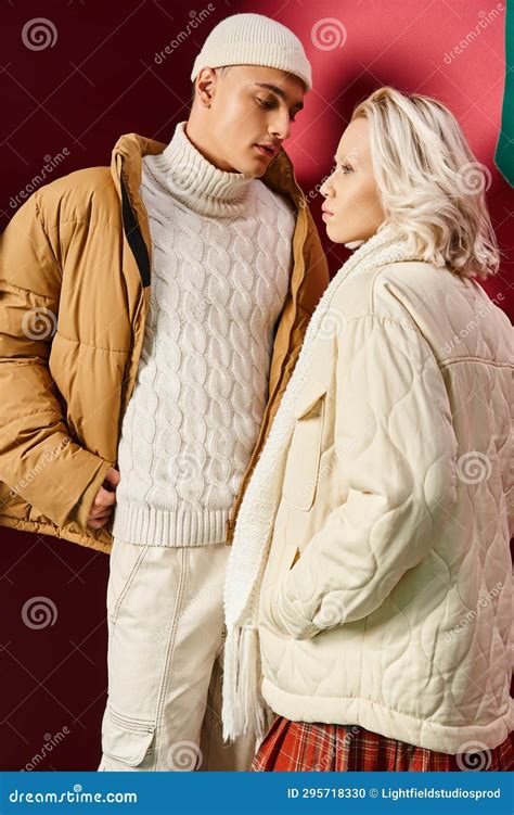 Blonde Woman in White Winter Jacket Stock Photo - Image of boyfriend ...
