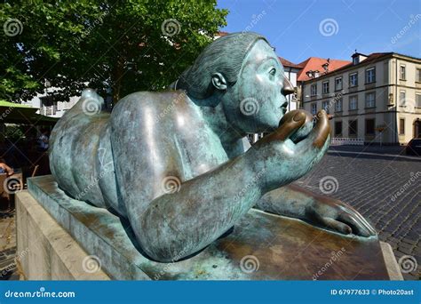 Sculpture of a Lying Fat Naked Woman in Bamberg, Germany Editorial ...