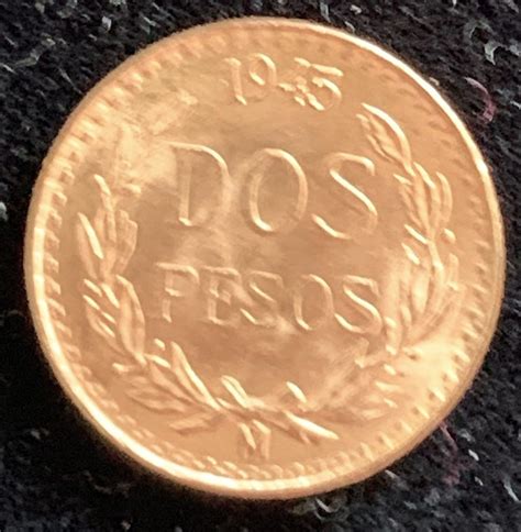 GOLD 1945 MEXICO 2 PESOS GOLD COIN BU | Property Room