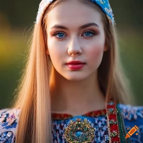Proffesional portrait with Perfect Facial Features of a pretty russian ...