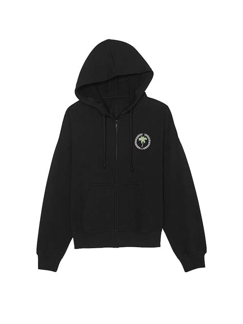 Pure Black Beverly Hills Zip Up Ivy Fleece Full Zip Hoodie | Victoria's ...