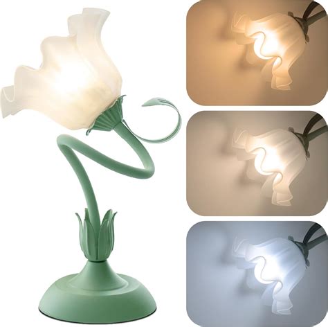 WERFOP Vintage Flower Desk Lamp,‎ 3 Color Modes Floral Table Lamp Cute ...