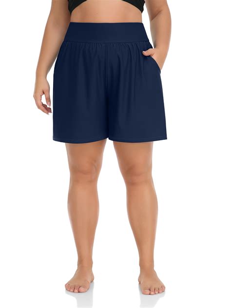 Charmo Plus Size Swim Shorts for Women High Waisted Board Shorts ...