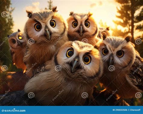 A group of owls stock illustration. Illustration of pride - 290033506