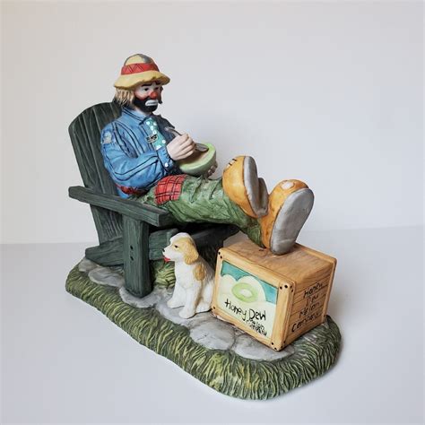 Vintage Emmett Kelly Jr Figurine By Flambro Retirement Honey Dew Melon Co W/ Dog | eBay