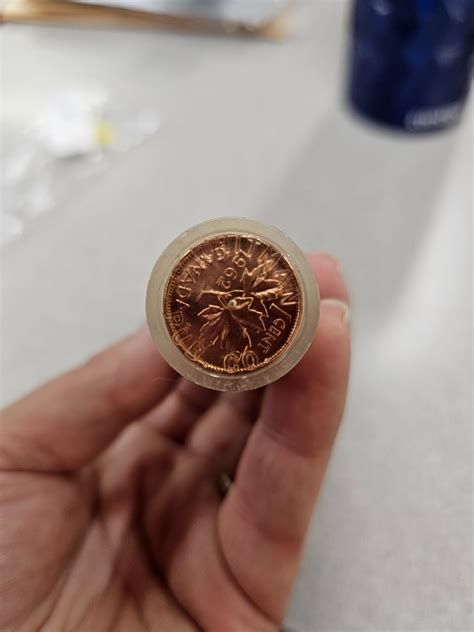 Full roll of 1962 Canadian pennies
