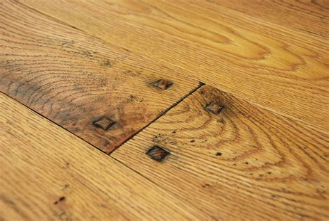 Hand Scraped, Wide Plank, Red Oak Flooring with Raised Pegs, Smoke ...