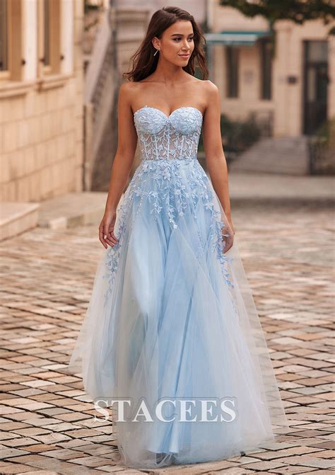 A-line Tulle Prom Dress Sweetheart Floor-Length with Appliqued Beading ...