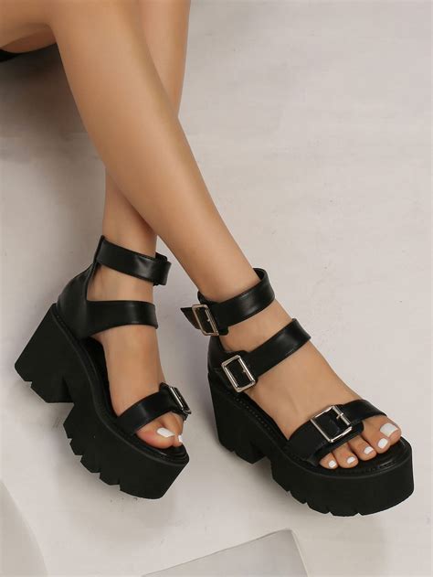 Buckle Decor Ankle Strap Platform Sandals | Pretty sandals, Fashion ...
