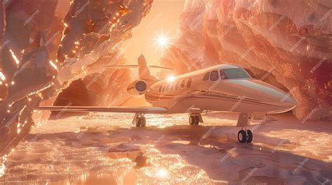 Premium Photo | A small plane is parked in a cave covered in sparkling ...