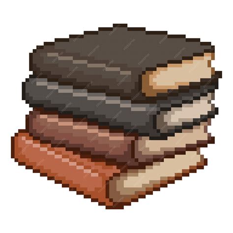 Stack of books pixel art 8bit game icon | Premium Vector