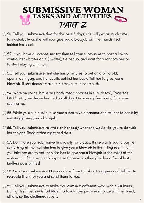 Submissive Woman Tasks BUNDLE 250 BDSM Sex Activities and Sub Ideas ...