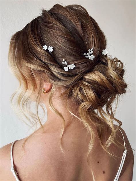 White Flower Hair Pins: Bridal Floral Hairpiece, Set of 5 - Etsy ...