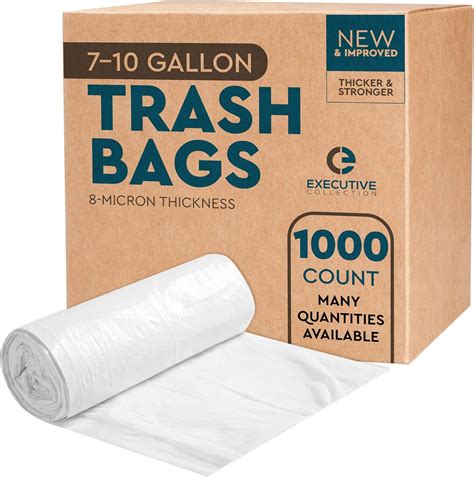 Clear 7-10 Gallon Trash Bags, 1,000 Bulk Pack - Medium Size Garbage Bin ...
